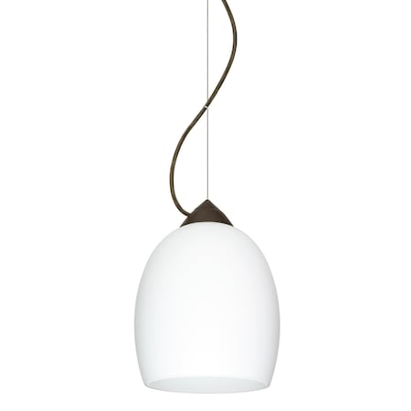 Besa Lighting Lucia Cord Pendant, Opal Matte, Bronze Finish, 1x9W LED 1KX-169707-LED-BR